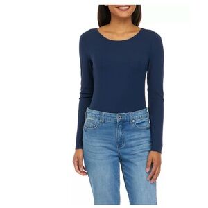 Biltmore Blue Long Sleeve Ribbed Bodysuit XL